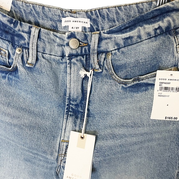 NWT Good American Good Boy Distressed Straight Leg Jeans - Picture 7 of 8